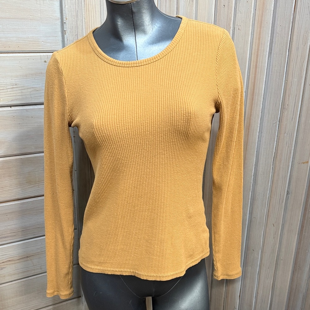 Old Navy Women's Yellow Ribbed Long Sleeve Top